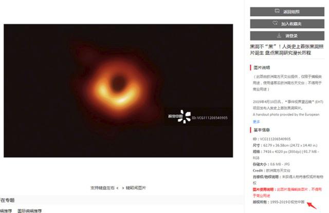 人類拍攝的首張黑洞照片版權(quán)歸視覺(jué)中國(guó)了？官方回應(yīng)