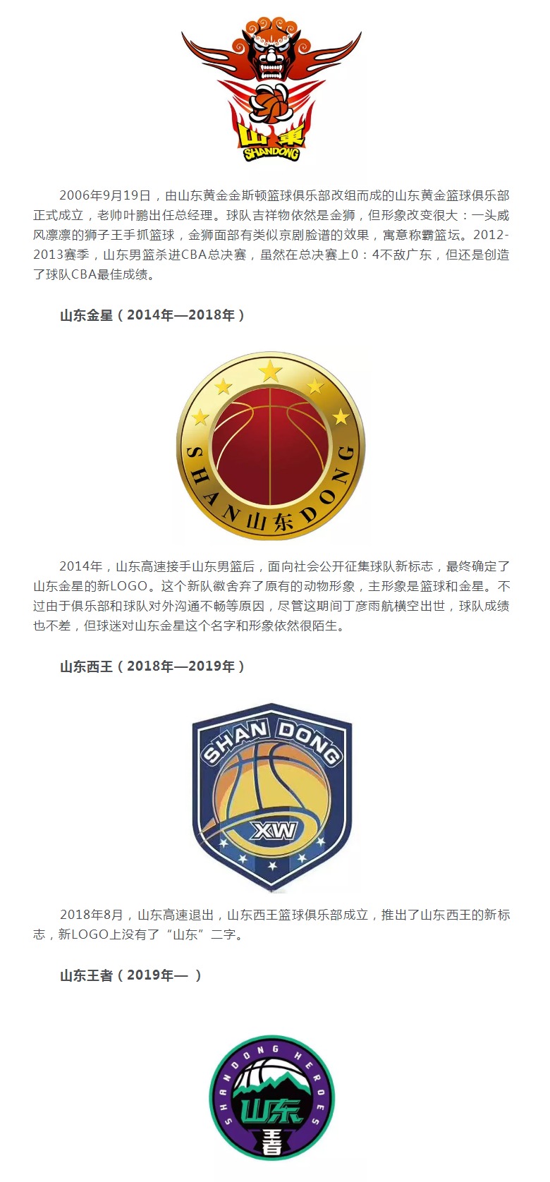 山東隊(duì)LOGO變遷：“憤怒火牛”到“王者榮耀”