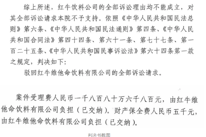 剛剛！紅牛37億商標(biāo)案宣判，僅訴訟費(fèi)高達(dá)1800余萬