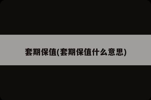 套期保值(套期保值什么意思)