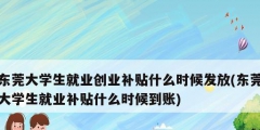 東莞大學生就業(yè)創(chuàng)業(yè)補貼什么時候發(fā)放(東莞大學生就業(yè)補貼什么時候到賬)