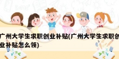 廣州大學(xué)生求職創(chuàng)業(yè)補貼(廣州大學(xué)生求職創(chuàng)業(yè)補貼怎么領(lǐng))